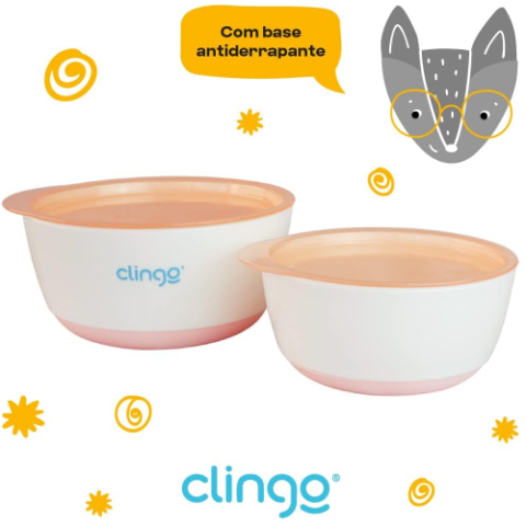 Kit Tigelas com Tampa Clingo Rosa