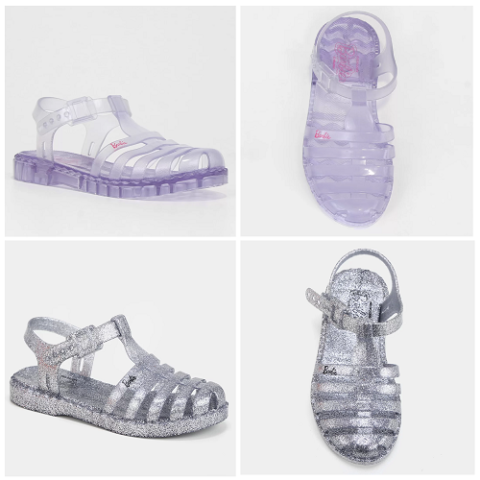 Sandália Grendene Kids Barbie Duo Transparente Prata ou Cinza Gliter