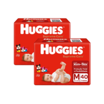 2 Pacotes Huggies Supreme Care M 40 Unidades