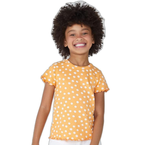 Blusa Infantil Hering Manga Curta em Ribana com Poás