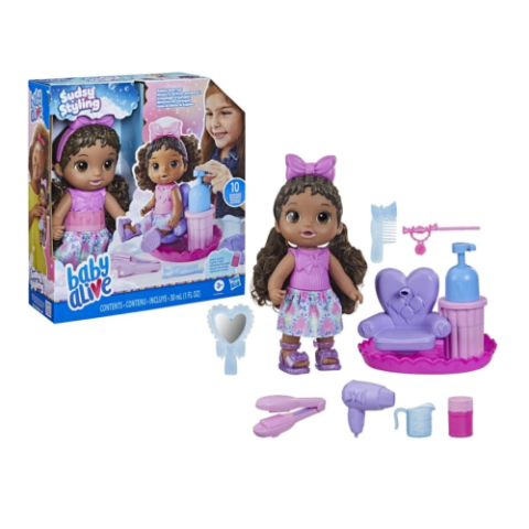 Boneca Baby Alive Sudsy Styling Cabelos Pretos