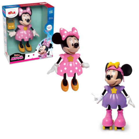 Boneca Minnie Conta Histórias e Patinadora Elka 25cm