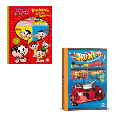 Box 6 Minilivros Turma da Mônica e Hot Wheels