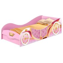 Cama Infantil com Grade de Proteção 100% MDF Carruagem Rosa