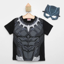 Camiseta Infantil Com Máscara Pantera Negra Marvel Avengers