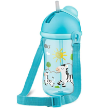 Copo Cantil Canudo Silicone Lillo 390ml Azul