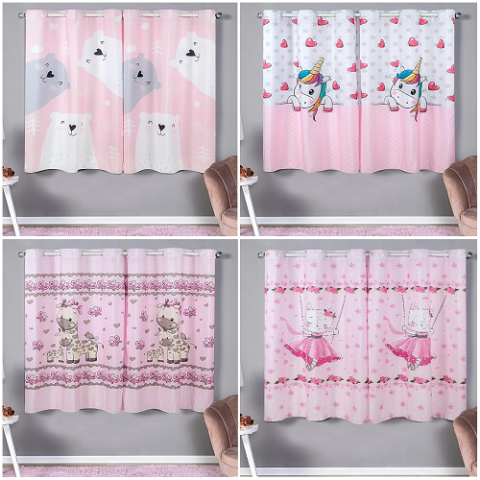Cortina Para Quarto Menina 2,00 x 1,50m Enxovalnet