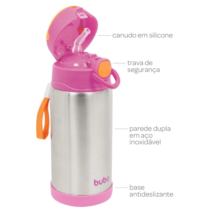 Garrafa Térmica Parede Dupla Buba Rosa 400ml