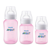 Kit 3 Mamadeiras Philips Avent Classic Rosa 125ml/ 260ml/ 330ml
