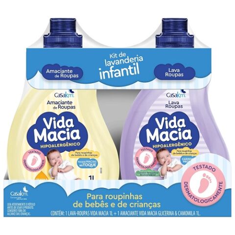 Kit Vida Macia Lava Roupas + Amaciante Glicerina e Camomila 1L