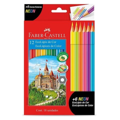 Lápis de Cor EcoLápis 12 Cores + 6 Neon Faber-Castell