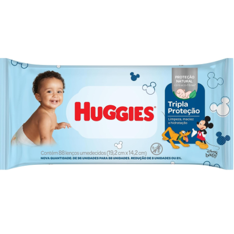 Lenços Umedecidos Huggies Tripla Proteção Regular 88 unidades