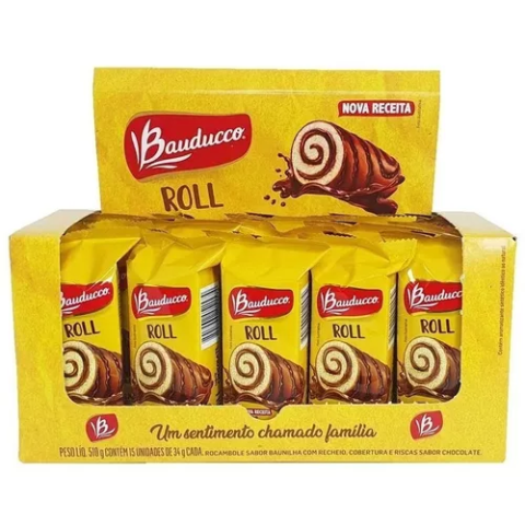 Pack 15 Unidades Minibolo Roll Cake Bauducco Chocolate 34g