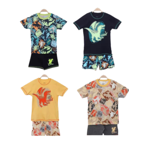 Pijama Infantil Curto Elian Dinossauro Bilha no Escuro Menino