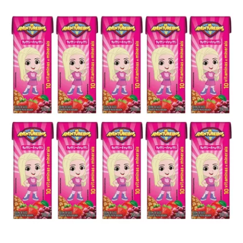 10 Unidades Aventureiros Suco De Tutti Frutti 200ml
