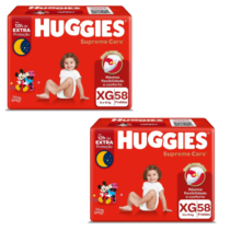 2 Pacotes Fralda Huggies Supreme Care XG 58 unidades