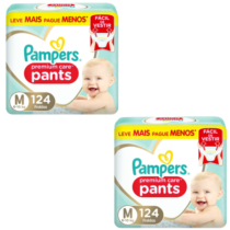 2 Pacotes Fralda Pampers Pants Premium Care M 124 Unidades