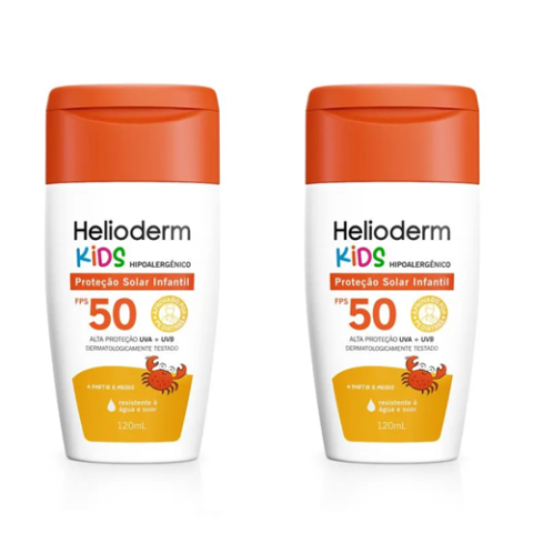 2 Unidades Protetor Solar Helioderm Kids Fps50 120ml
