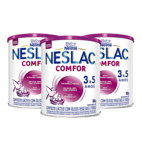 3 Latas Neslac Comfor Nestlé Fase Pré Escolar 800g