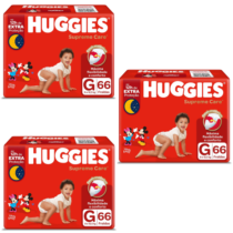 3 Pacotes Fralda Huggies Supreme Care G 66 unidades