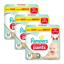 3 Pacotes Fralda Pampers Pants Premium Care M 124 unidades