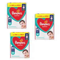 3 Pacotes Fralda Pampers Supersec M 90 Unidades 3 Pacotes Fralda Pampers Supersec M 90 Unidades