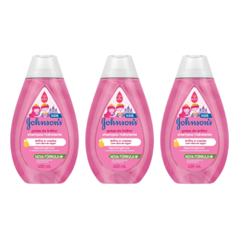 3 Unidades Shampoo Infantil Gotas De Brilho Johnson’s Baby 400ml
