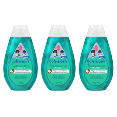 3 Unidades Shampoo Cabelos Crespos Blackinho Poderoso Johnson’s Baby 400ml