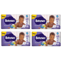 4 Pacotes Fralda Babysec Premium M 32 Unidades