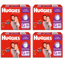 4 Pacotes Fralda Huggies Roupinha Supreme Care G 30 Unidades
