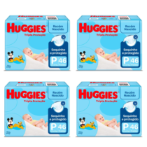 4 Pacotes Fralda Huggies Tripla Proteção P 46 Unidades