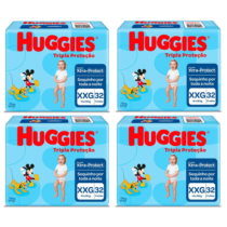 4 Pacotes Fralda Huggies Tripla Proteção XXG 32 Unidades