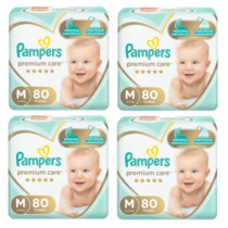 4 Pacotes Fralda Pampers Premium Care M 80 Unidades