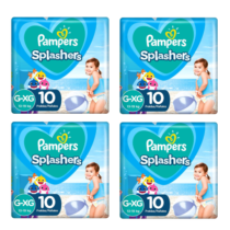 4 Pacotes Fralda Pampers Splashers Baby Shark G-XG 10 Unidades