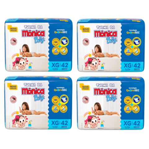 4 Pacotes Fralda Turma da Monica Baby XG 42 Unidades