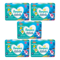 5 Packs Lenço Umedecido Baby Shark Pampers Splash Pacote 4 Unidades