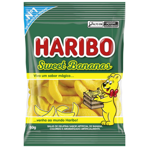 Bala de Gelatina Sweet Bananas Haribo Pacote 80g