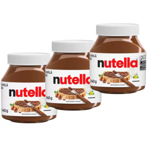 Kit 3 Unidades Creme de Avelã com Cacau Nutella Ferrero 140g