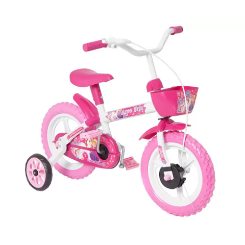 Bicicleta Aro 12 Arco Iris com Rodinhas e Cesta Track & Bikes