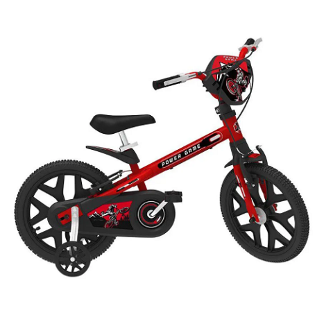 Bicicleta Aro 16 Power Game com Rodinhas Bandeirante Vermelho