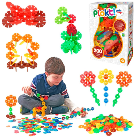 Brinquedo De Montar E Encaixe Educativo Criativo Plukt 200 Peças Plakt
