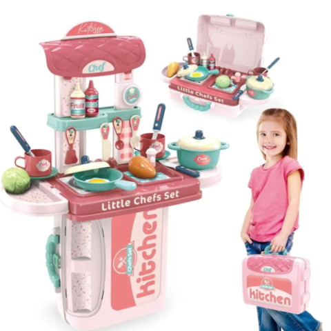 Cozinha Infantil 3 em 1 Kit Maleta Chef Brinquedo