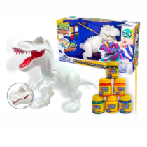 Dinossauro Rex Attack 37cm Para Colorir + Pincel + 6 Tinta
