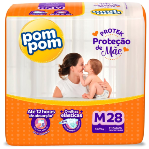 Fralda Pom Pom Protek M 28 Unidades