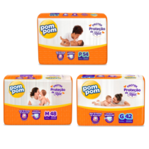 2 Pacotes Fralda Pom Pom Derma Protek Mega