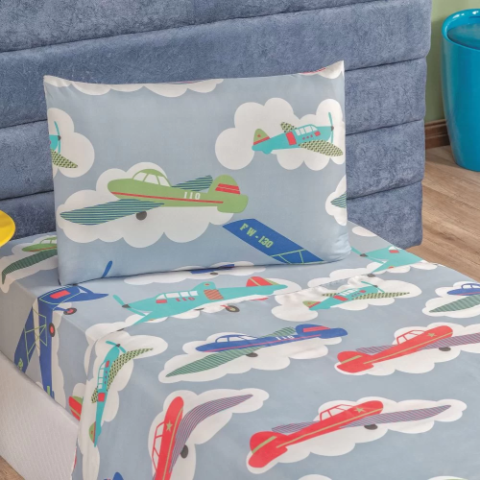 Jogo de Lençol Infantil 3 Peças Avião Bouti Kids