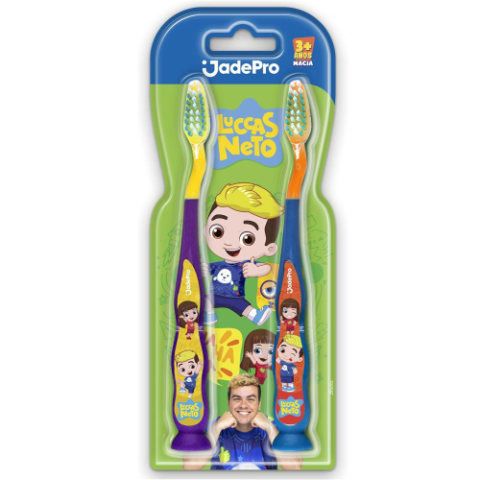 Pack 2 Escovas de Dente Infantil Luccas Neto Com Ventosa Jadepro