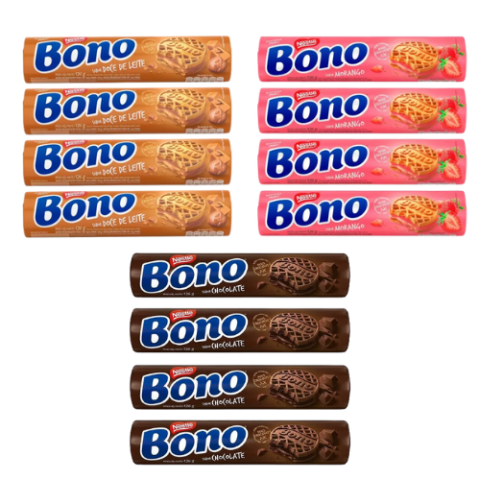 Kit 4 Unidades Biscoito Recheado Bono 126g