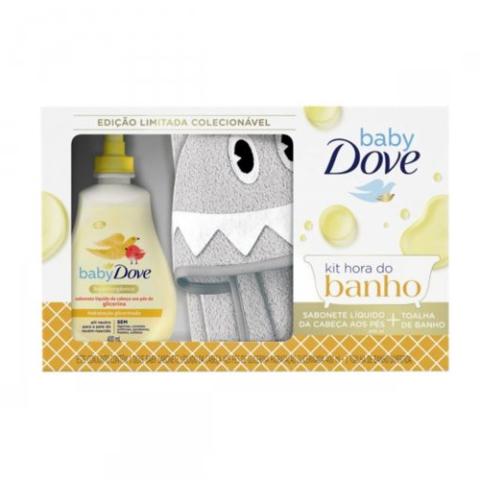 Kit Dove Baby Hora do Banho Sabonete Líquido Hidratação Glicerinada 400ml + Toalha de Banho