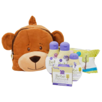 Kit Mochila Urso Shampoo 230ml + Condicionar 230ml + Colõnia 120ml +Sabonete 80g+ Lenço Umedecido 100 Unidades Bebê Natureza